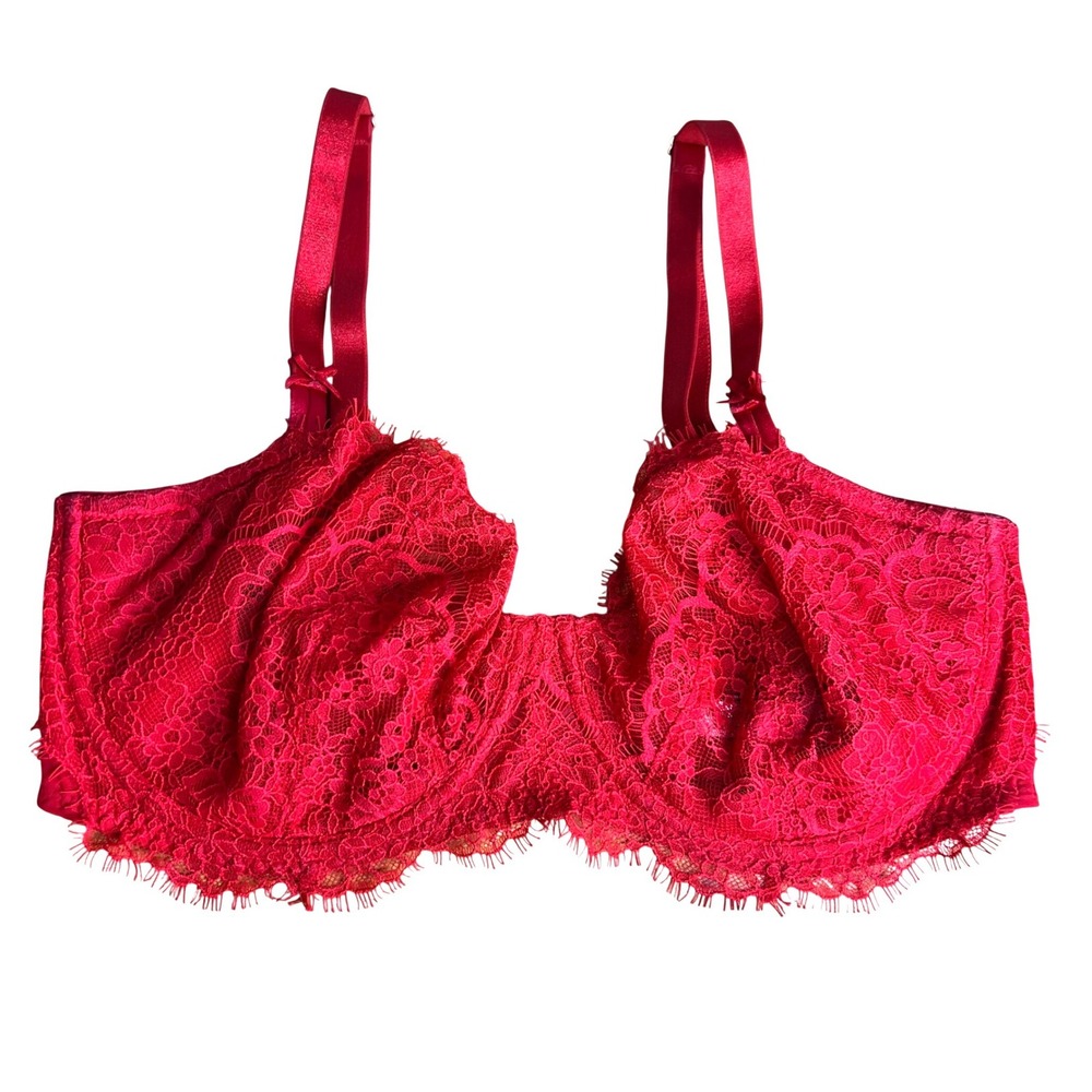 Victoria's Secret Dream Angels Push Up Bra Size 36DDD Red Unlined Lace Underwire